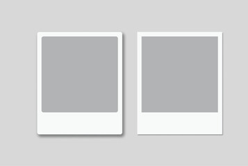 Vector Realistic Blank Polaroid Photo Frame Mockup. Template vintage retro style suitable for showcasing your album photo, collage, snapshot film, poster, portfolio, art, photography, trending designs