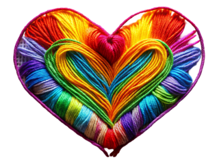 Rainbow Heart Yarn Embroidery