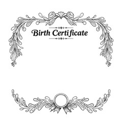 Decorative Birth Certificate Template with Elegant Floral Design