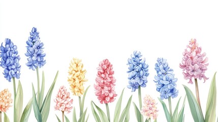 Fototapeta premium watercolor drawing of flowers on white backdrop. painting flowers background. illustration floral nature. flower wallpaper for greeting cards, weddings or birthdays. Copy space. space for text