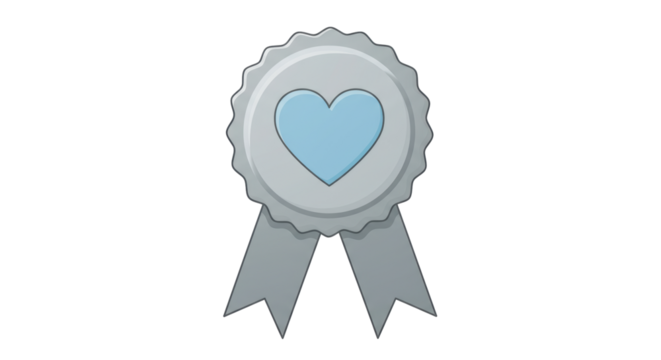 Isolated Ribbon Badge with Heart