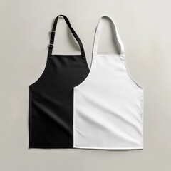 Contrasting Aprons in Timeless Black and White Simplicity for Culinary Creativity and Professional Presentation
