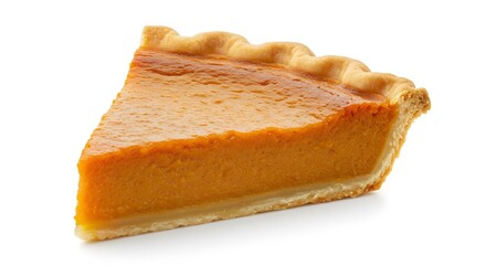 Slice of Pumpkin Pie - Traditional Dessert, Isolated