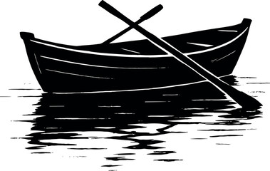 Boat vector black silhouette print design