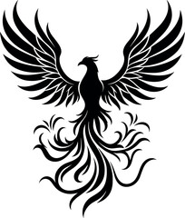 Fototapeta premium Phoenix vector black silhouette print design