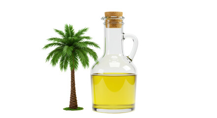 Isolated Oil Bottle with Palm Tree