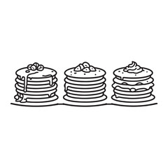 Minimalistic Pancakes Vector Drawing with Sweet Toppings