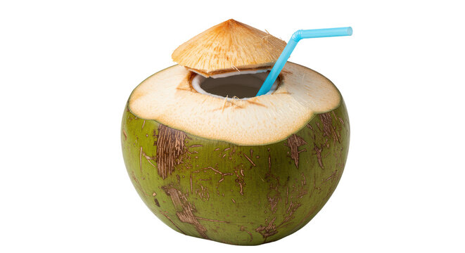 Isolated Coconut with Straw