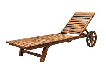 A Wooden Sunbed with Wheel Isolated on White Background Perfect for Summer Relaxation and Vacation Concepts on transparent background