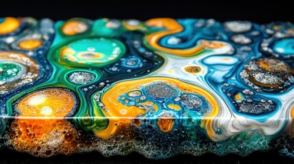 Fototapeta premium Abstract colorful liquid formations with bubble texture