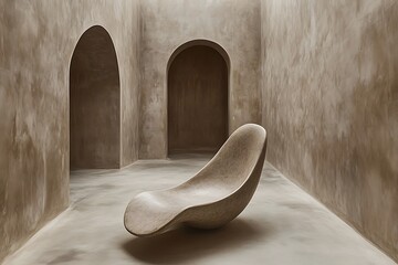 Beige Modern Minimalist Lounge Chair
