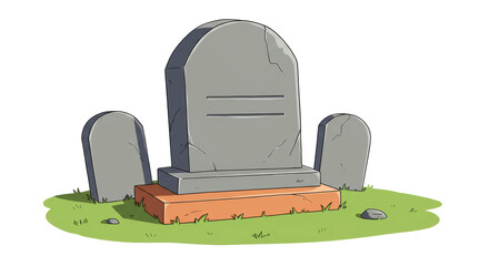 Isolated Tombstones in a Cemetery