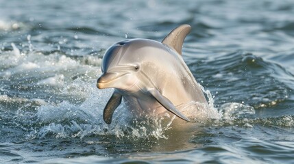 Fototapeta premium Playful baby dolphin leaping in the ocean