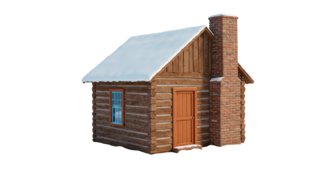 Isolated Wooden Cabin with Snow - Powered by Adobe