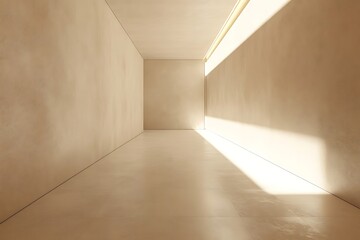 Beige Room Sunlight Shadow Empty Interior Space