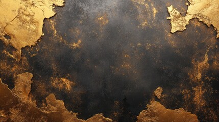 Elegant black surface adorned with textured gold borders creating a rich visual