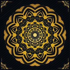Premium Golden Colour Mandala Luxury Art Illustrations for Religious Themes, Bohemian Decor, Textile Design, and Commercial | Traditional ornamental Creative Mandala for Weeding Card, Greeting Card