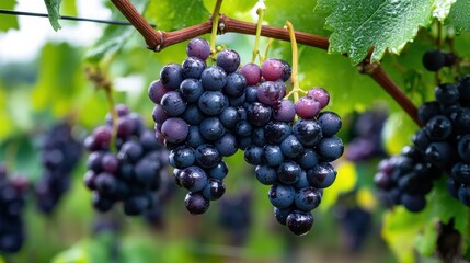 Fototapeta premium Fresh grapes on vines