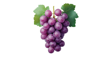 Fototapeta premium Lush red grapes with green leaves on a soft grey background vibrant and juicy perfect for autumn