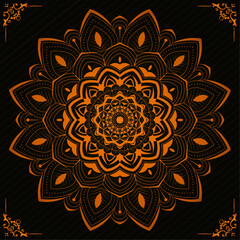 Mandala design with luxury gradient shape | Creative floral ornament design for branding, packaging, business, cover, card, decoration, greeting | Modern vector with orange-gold colour