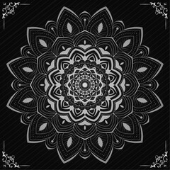 Mandala design with luxury gradient shape | Creative floral ornament design for branding, packaging, business, cover, card, decoration, greeting | Modern vector with silver colour
