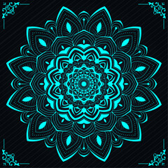Mandala design with luxury gradient shape | Creative floral ornament design for branding, packaging, business, cover, card, decoration, greeting | Modern vector with cyan colour
