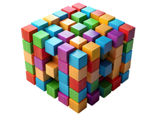 Colorful Wooden Blocks Puzzle Cube