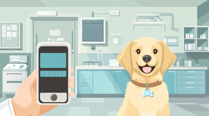 Close-up of veterinarian hand gently holding a dog's paw while testing blood sugar with a compact glucometer