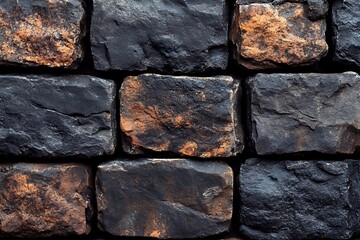 Dark and rusty stone wall texture