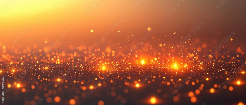 Aufkleber Abstract orange and gold bokeh background with sparkling light particles warm glittering surface texture elegant backdrop festive design