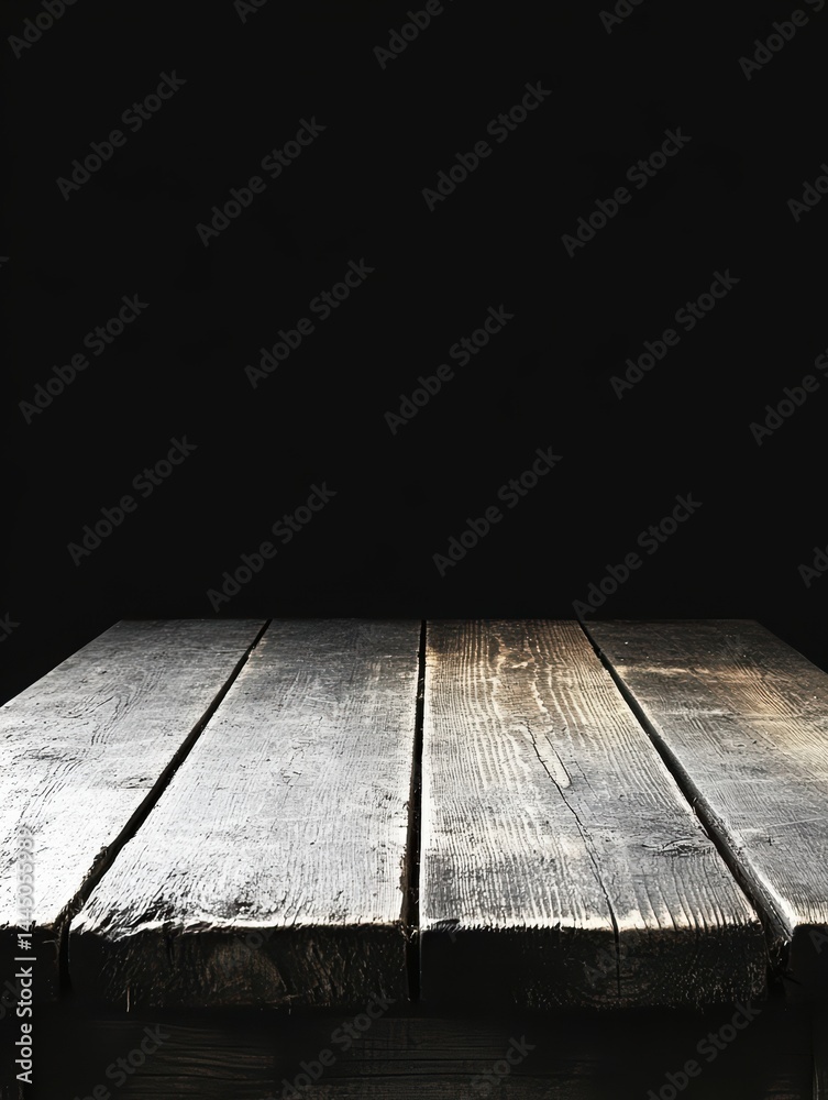 Aufkleber aged wooden surface on black background rustic charm and timeless beauty for mockups display