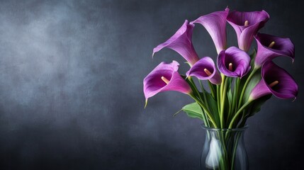 Elegant purple Calla lilies in a vase (1) © Erisna Yolanda