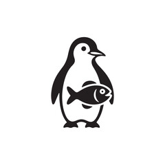 Penguin standing silhouette.minimalist black and white animal graphic. vector illustration eps 10.
