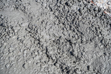 Fresh mixture of cement with crushed stone close-up