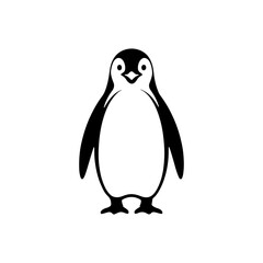 Penguin standing silhouette.minimalist black and white animal graphic. vector illustration eps 10.