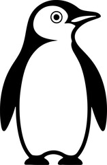 Penguin standing silhouette.minimalist black and white animal graphic. vector illustration eps 10.