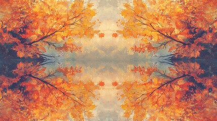 Vibrant fall trees near tranquil lake high resolution picture