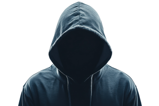 Anonymous Computer Hacker Digital Art Futuristic Tech Concept on transparent background