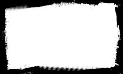 black ink brush painting blank frame border picture artistic grunge graphic element