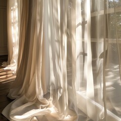 Sunlight through sheer curtains elegant home decor image
