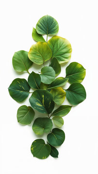 A high-resolution, ultra-detailed arrangement of leaves in various shades of green, highlighting their smooth surfaces and fine veins.