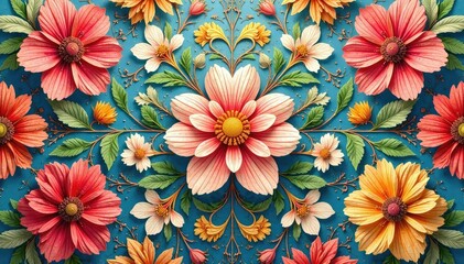 Intricate floral textile design, repeating motif, textile design, seamless, motif