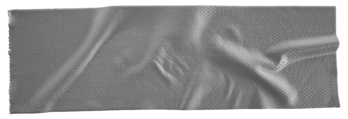 Wrinkled gray duct tape texture, realistic mockup isolated background.