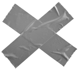 Wrinkled gray duct tape texture, realistic mockup isolated background.