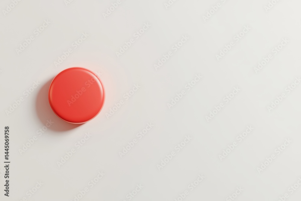 Poster bright red circular object on light background with soft shadows