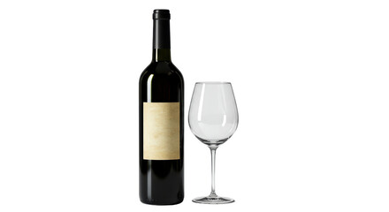 Isolated Wine Bottle and Glass