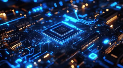 Obraz premium AI-Driven Cyber Intelligence Analyzing Vast Information