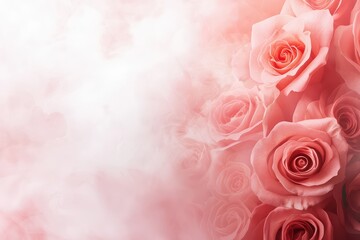 Soft Pink Roses with Gentle Fog Background for Romantic Mood