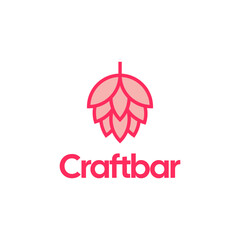 Craftbar Logo: A stylized pink hop cone graphic design, representing craft beer, breweries, and pubs. This minimal logo is perfect for branding or marketing materials.