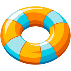 Obraz premium Bright orange and blue striped lifebuoy ring in flat vector design
